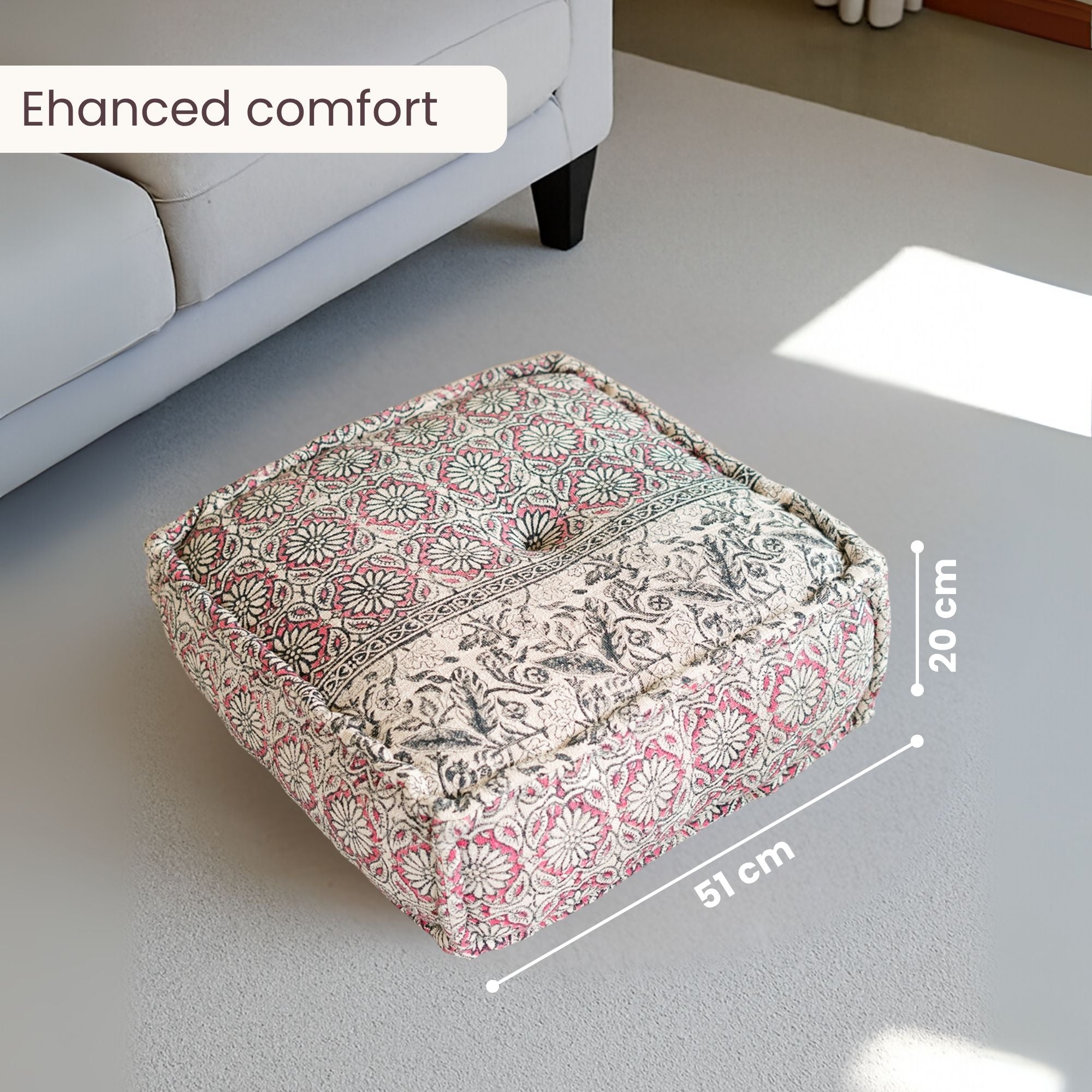 Hand Block Print Square Floor Cushions