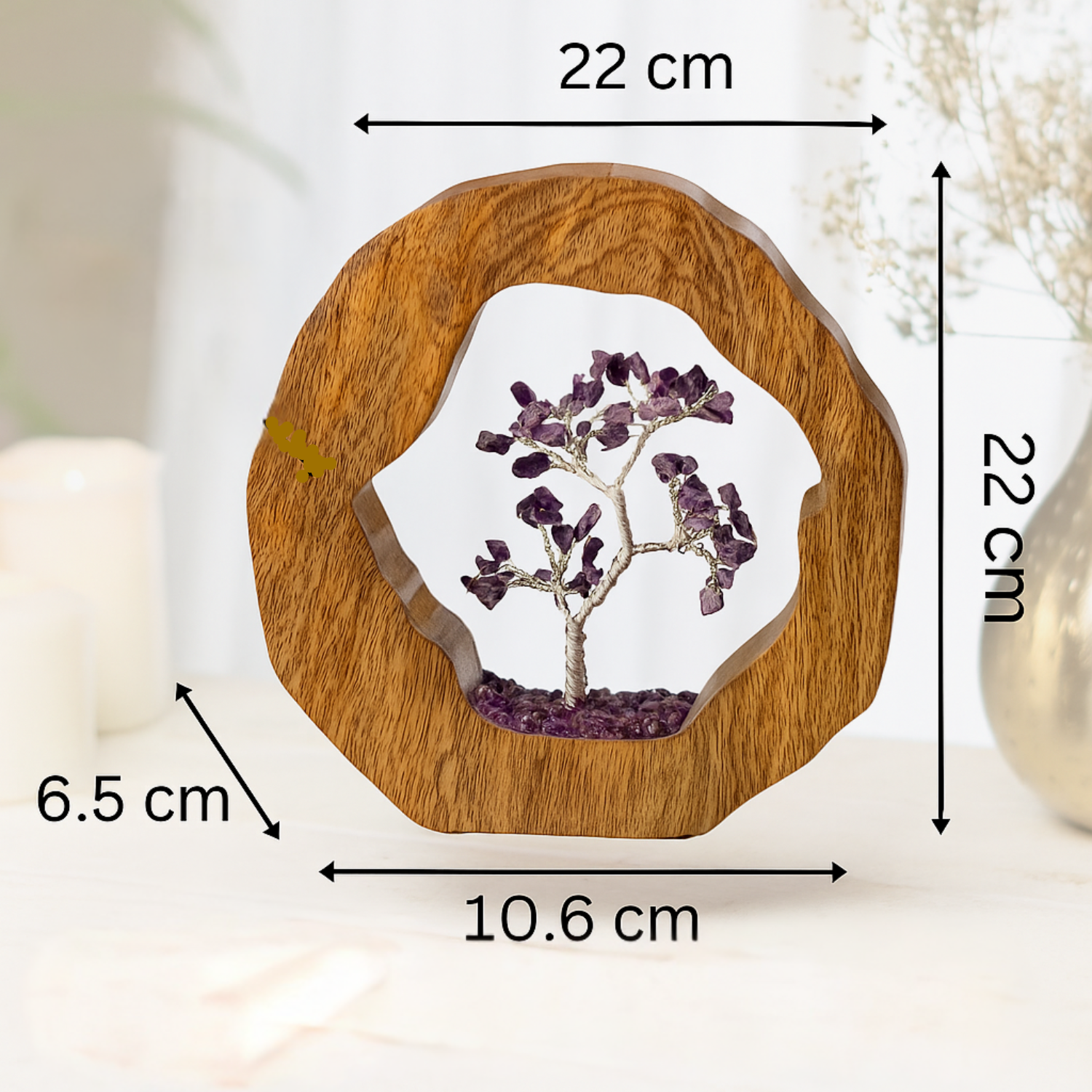 Amethyst Crystal Tree in wooden ring
