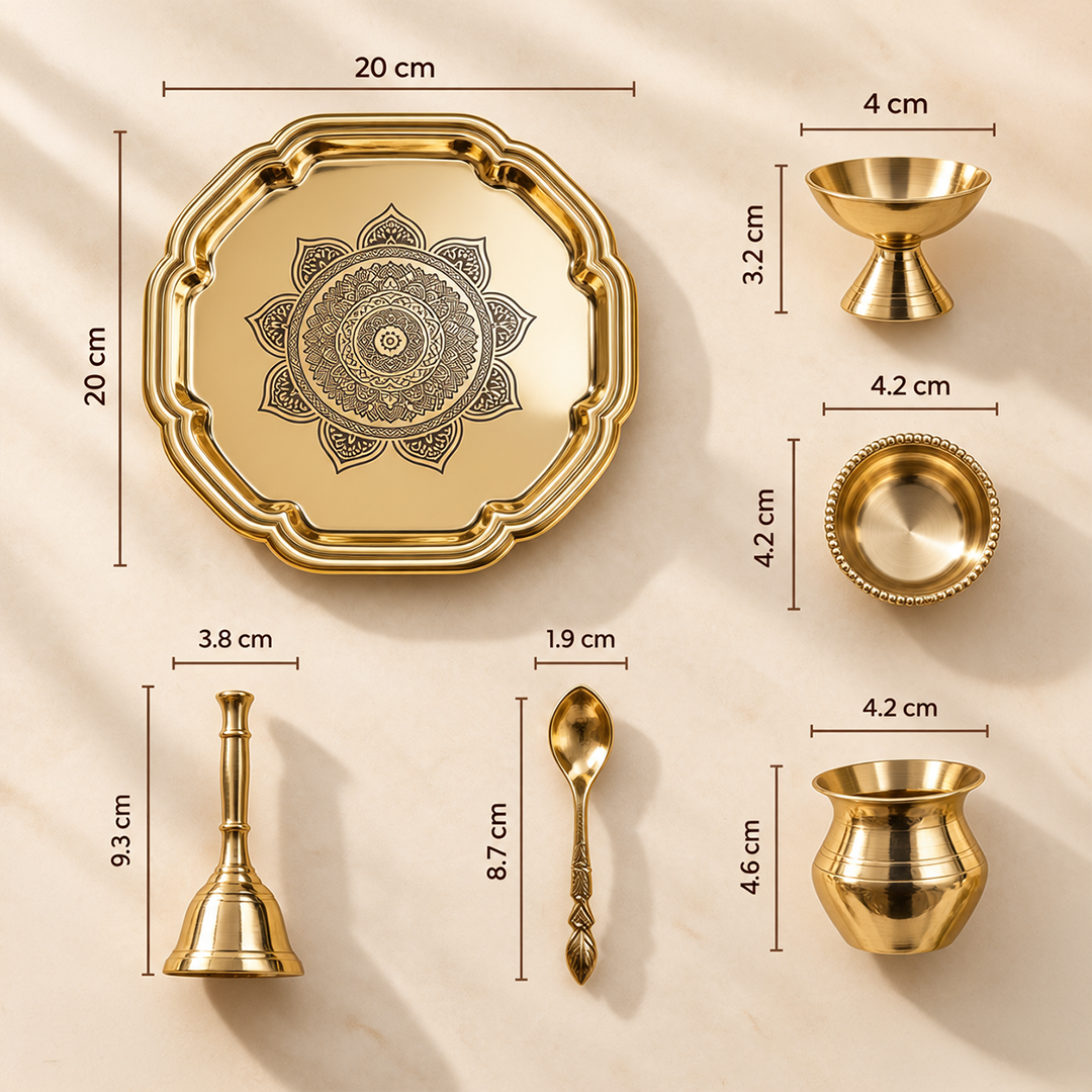 Aaradhya 7-in-1 Brass Pooja Thali-Gift Set