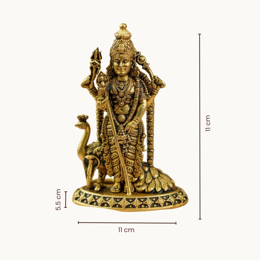 Brass Shaktidhara Kartikeya Idol – for Car Dashboard