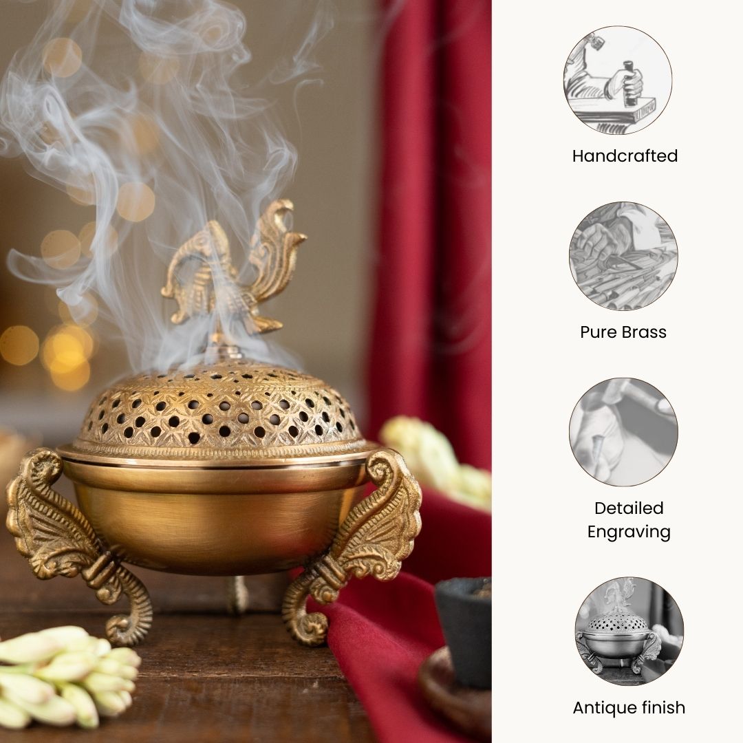 Sanchi Brass Loban lamp / Dhoop Dani / Dhuni