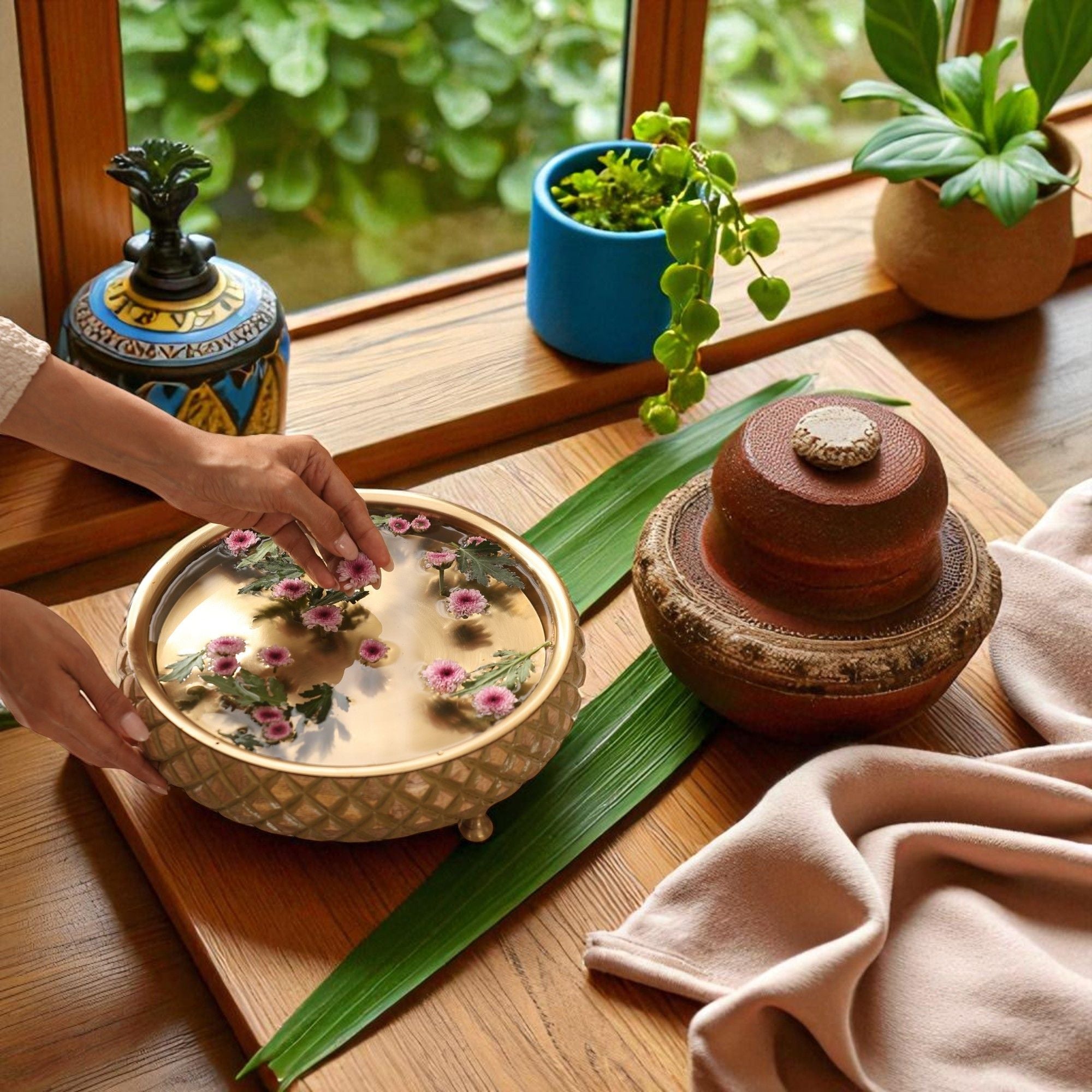 Chitra-Handcarved Wooden Urli