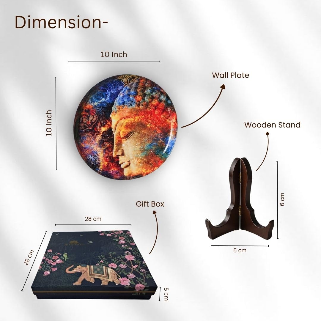Buddha Single Wall Plate with wooden stand