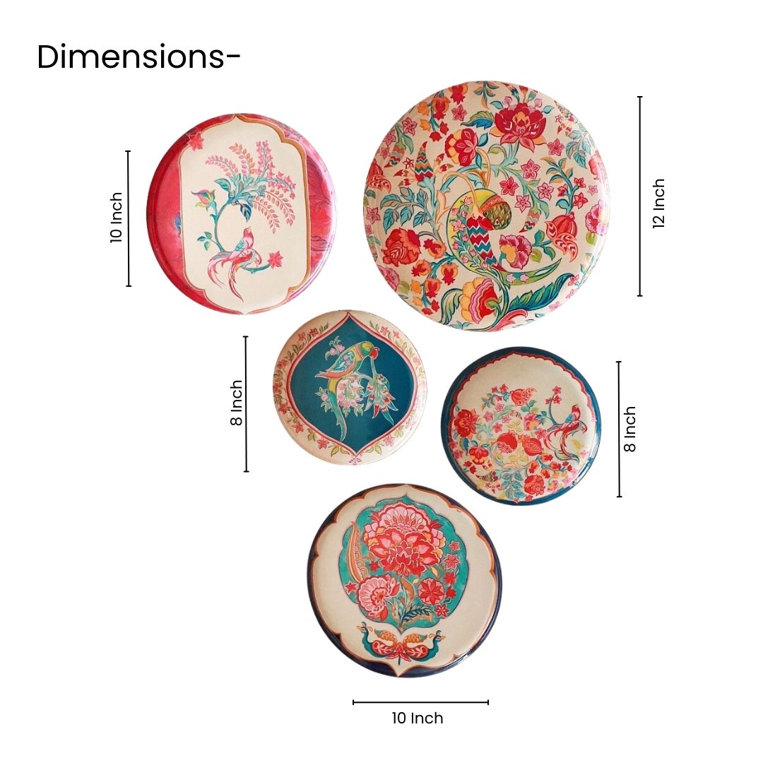 Birds of Paradise Wall Plates- Set of 5