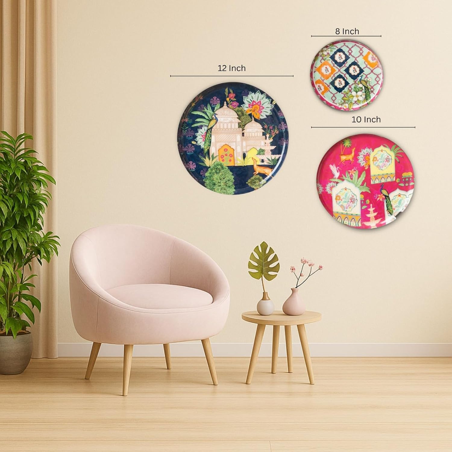 Ajmer Floral Wall Plates- Set of 3