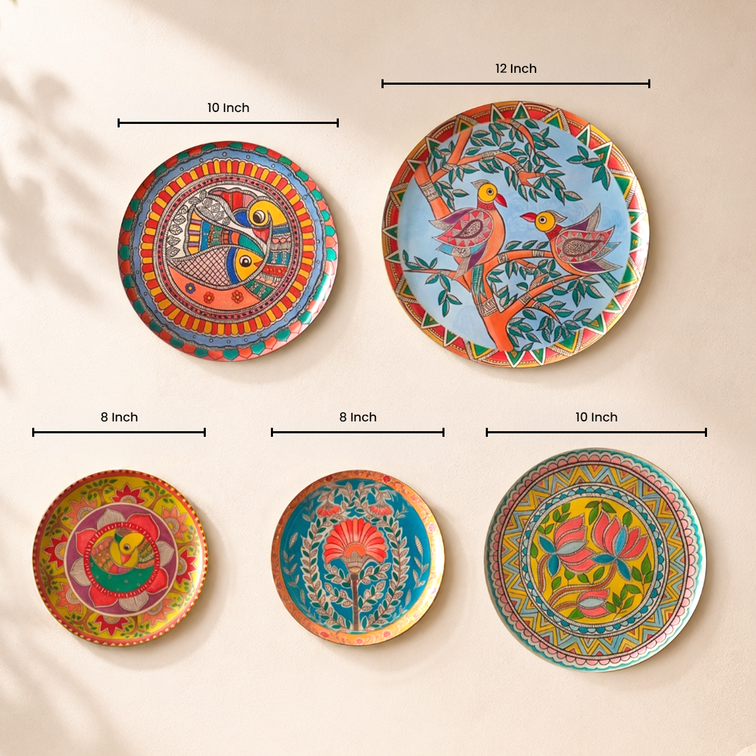 Madhubani Wall Plates- Set of 5