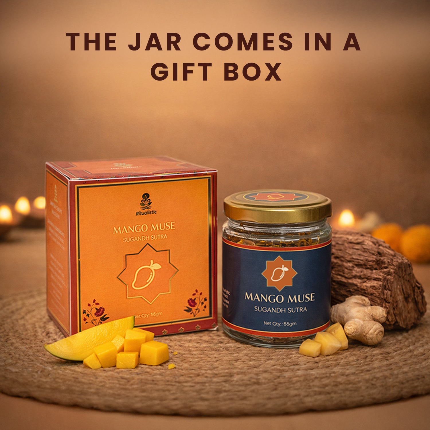 Sugandh Sutra Home Fragrance Bakhoor Refill Jar- Mango Muse for Creative Stimulation 65gm