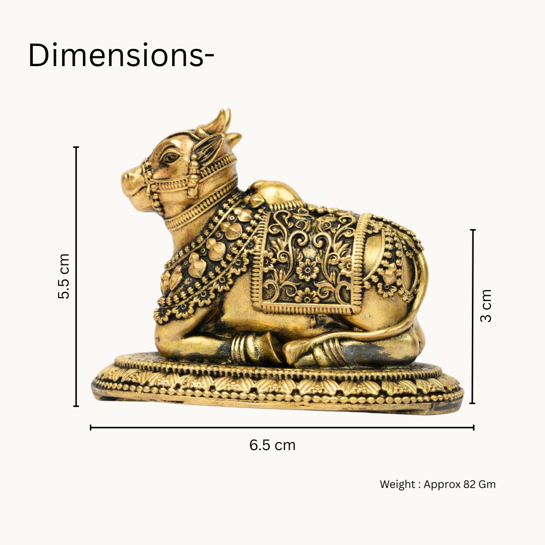 Handcrafted Brass Nandi Idol for Car Dashboard