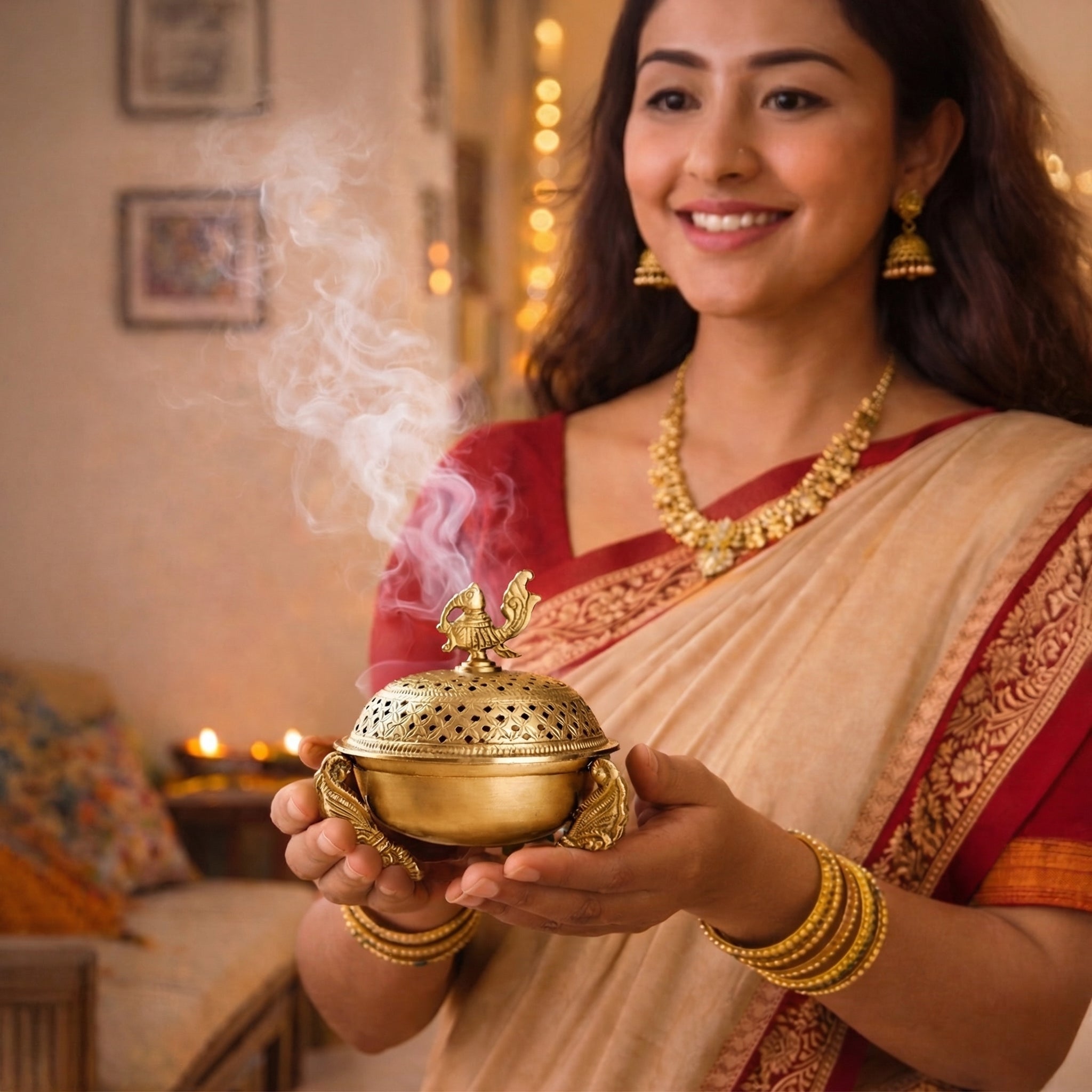 Sanchi Brass Loban lamp / Dhoop Dani / Dhuni