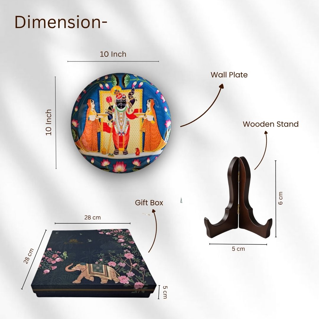 Srinathji Single Wall Plate with wooden stand