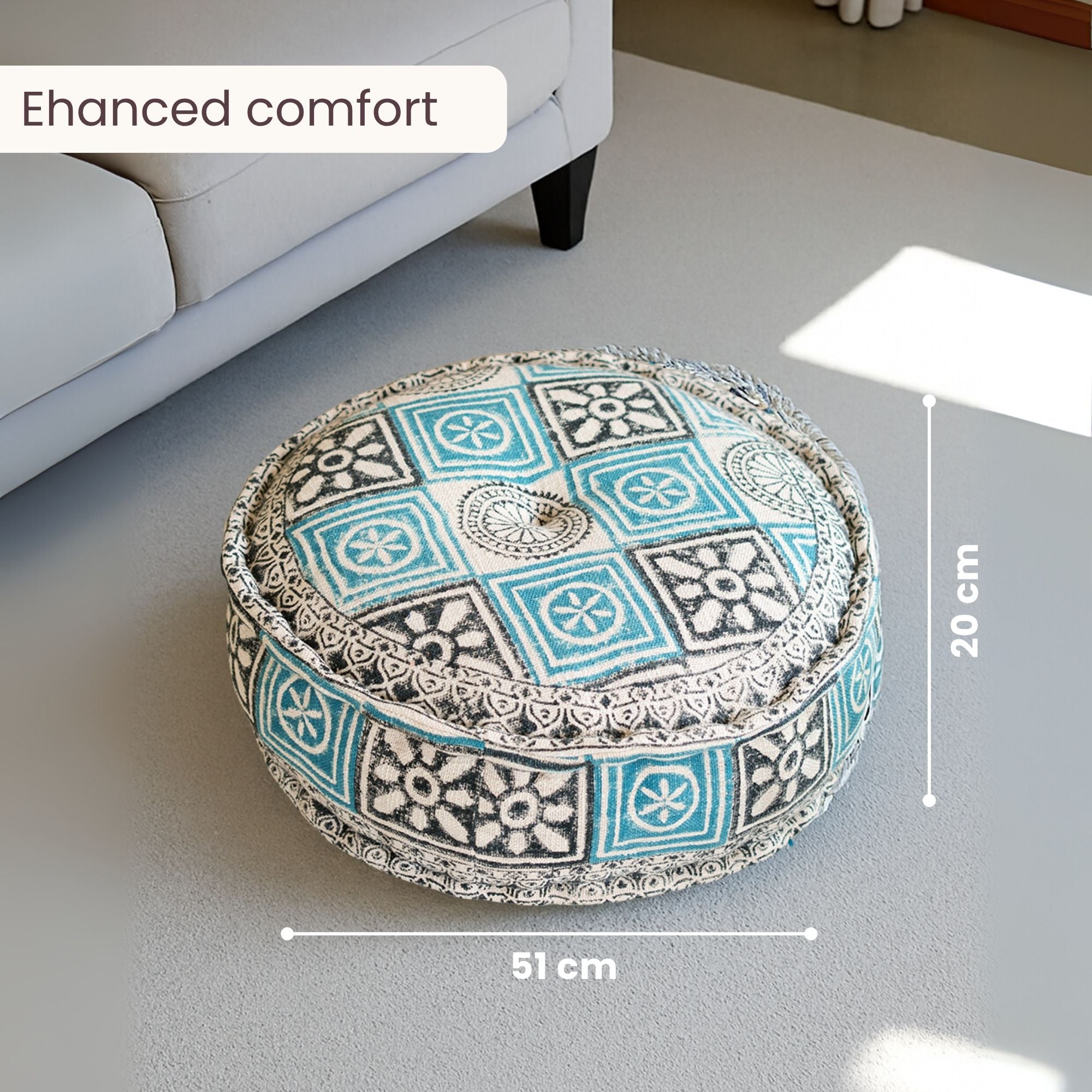 Hand Block Print Round Floor Cushions