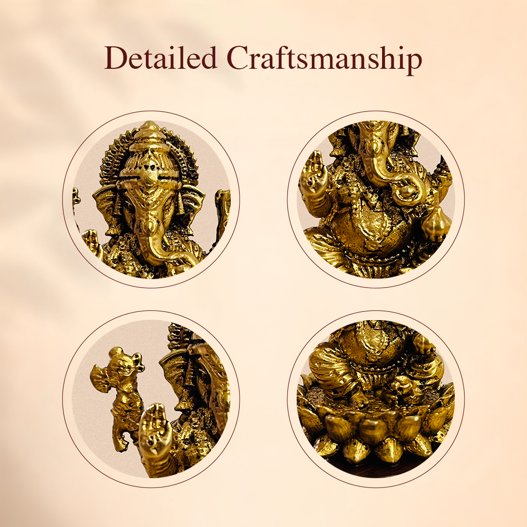 Padmasan Ganapati-Brass Cardashboard Idol