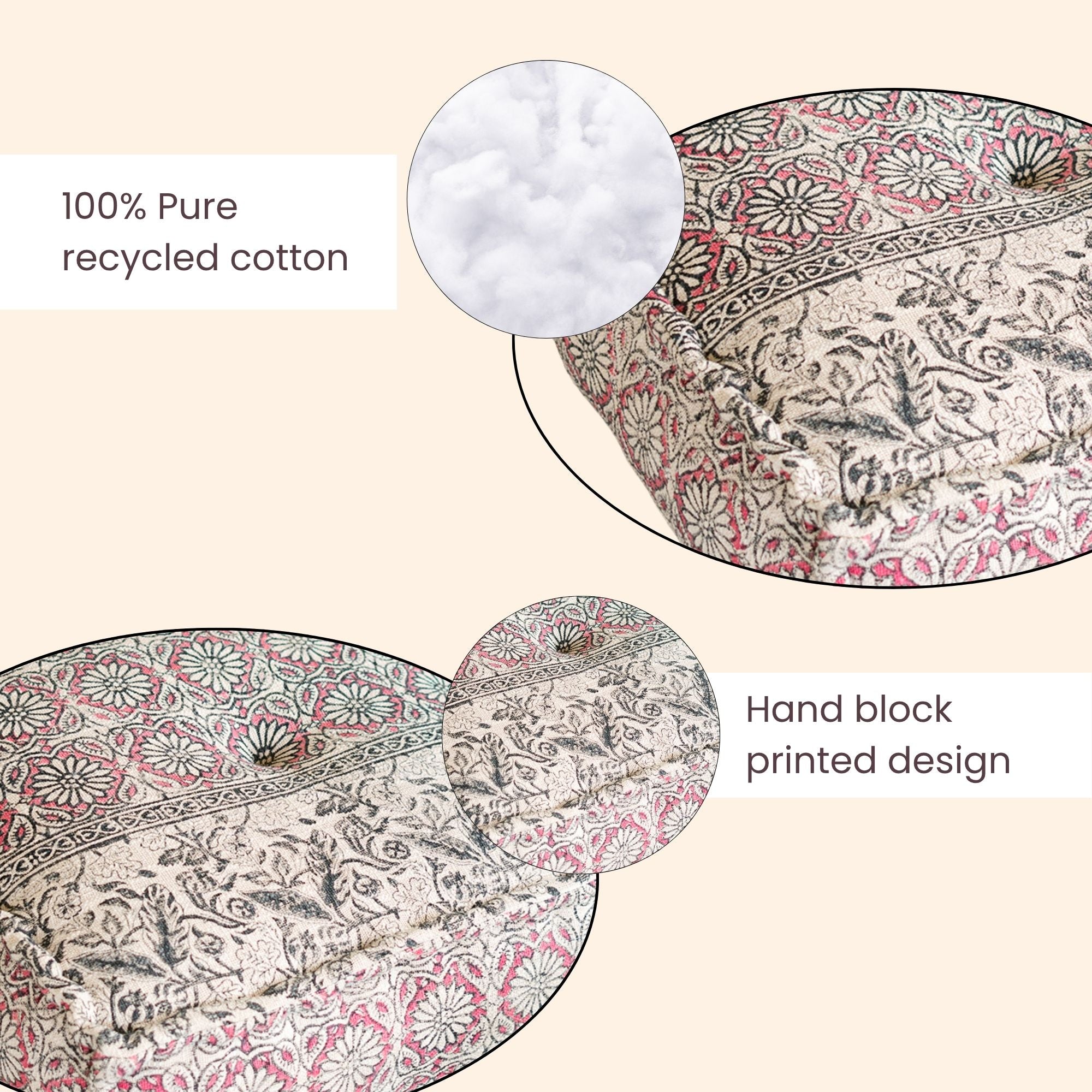 Hand Block Print Square Floor Cushions