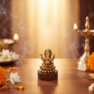 Padmasan Ganapati-Brass Cardashboard Idol