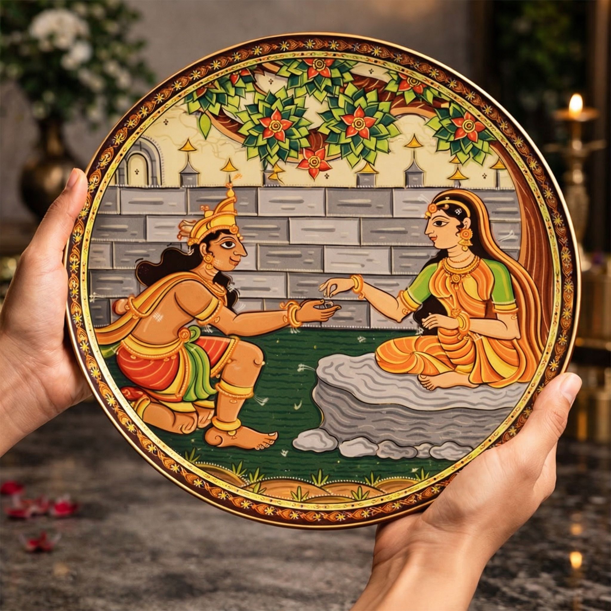 Ramayan Bengal Pattachitra Wall Plates -Set of 9