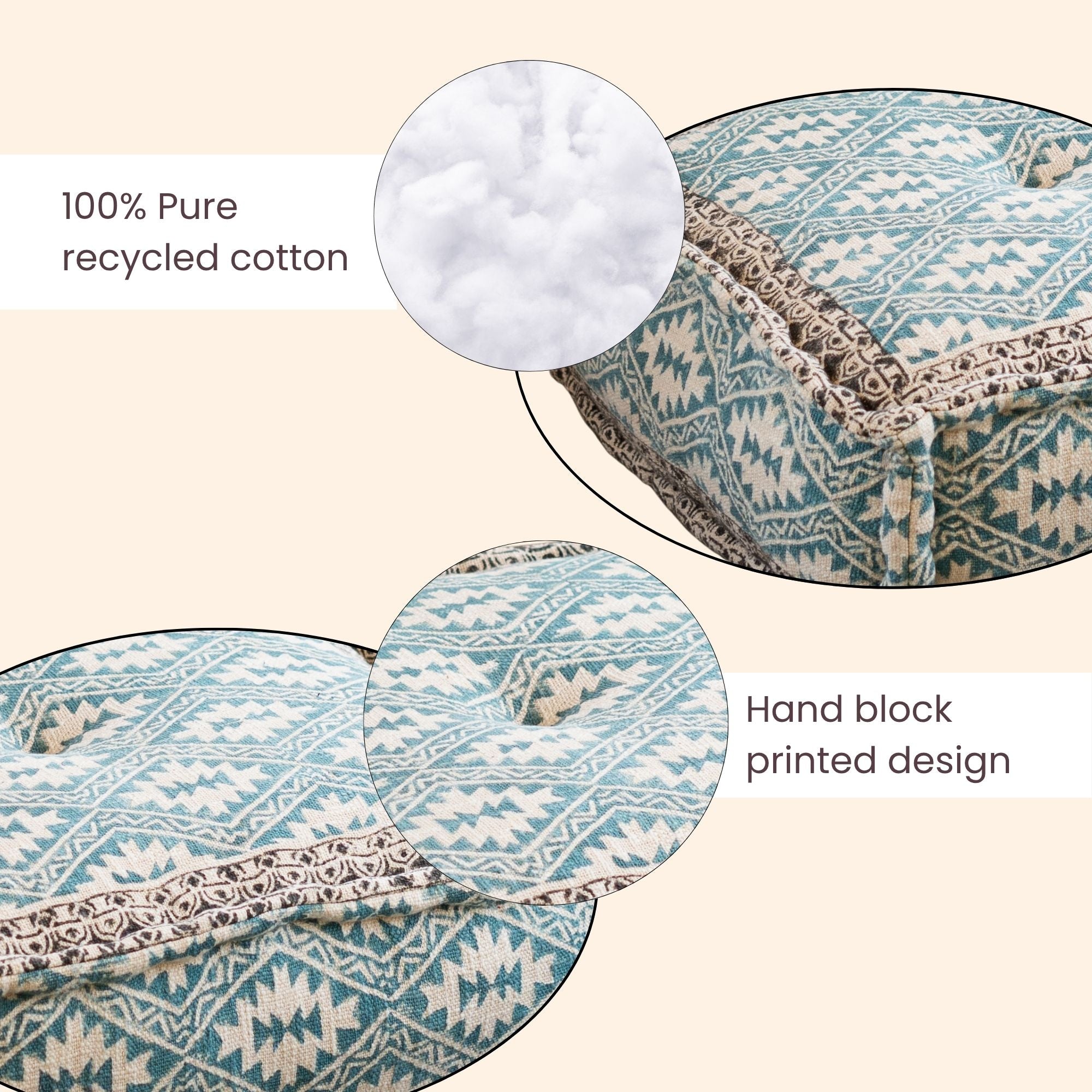 Hand Block Print Square Floor Cushions