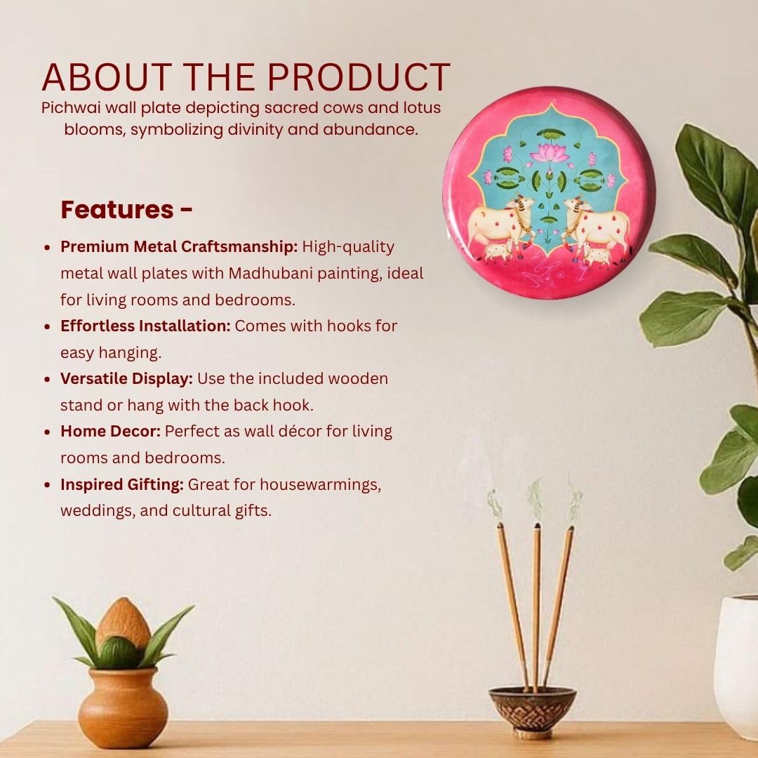 Pichwai Single Wall Plate with wooden Stand