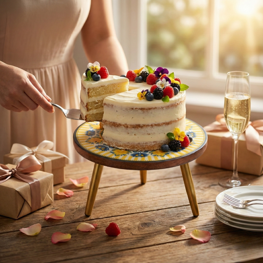 Mandala Collapsible Wooden Cake Stand