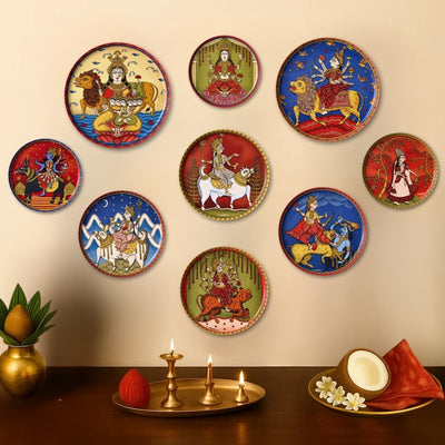 Navdurga Navratri Mata ni Pachhedi Wall Plates - Set of 9