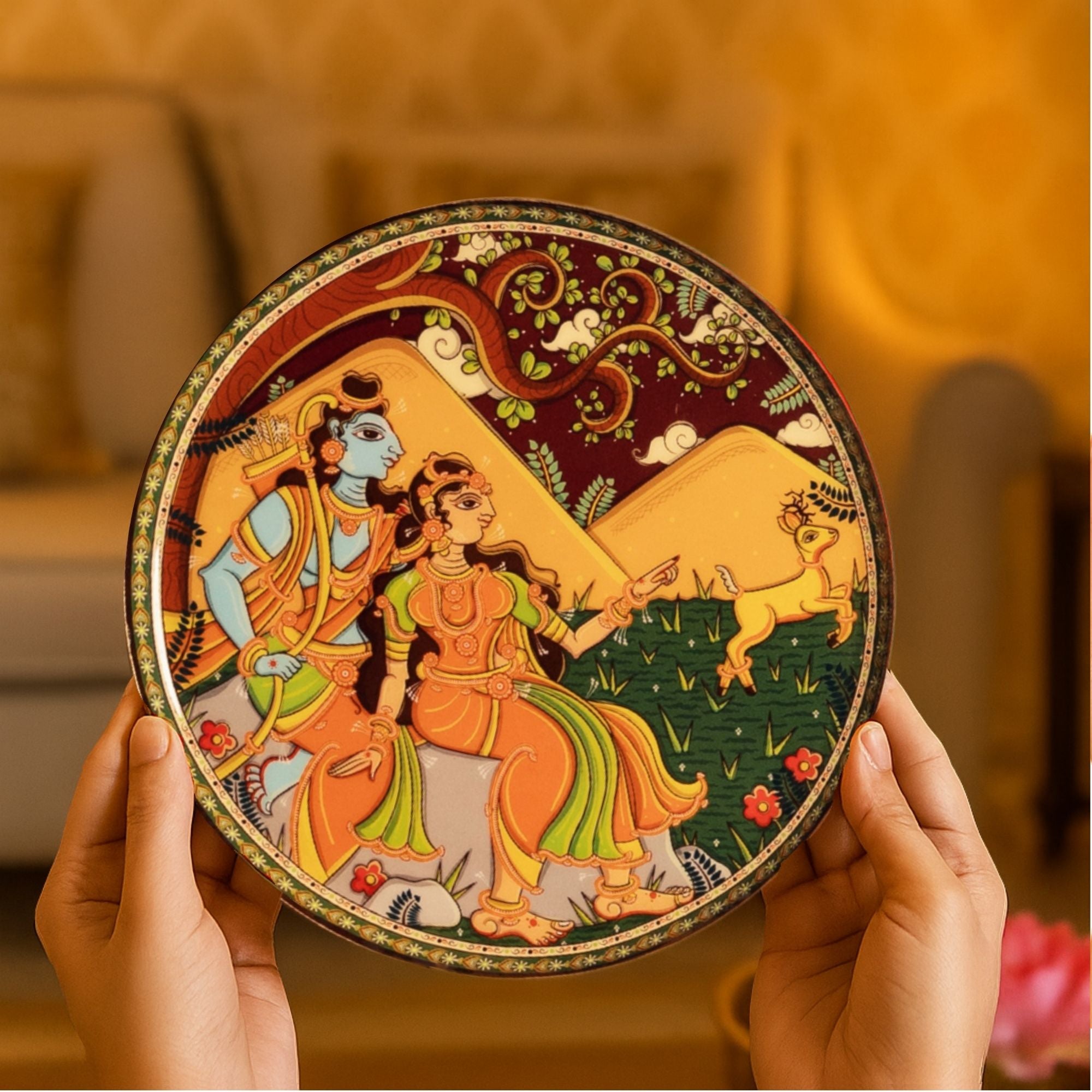 Ramayan Bengal Pattachitra Wall Plates -Set of 9