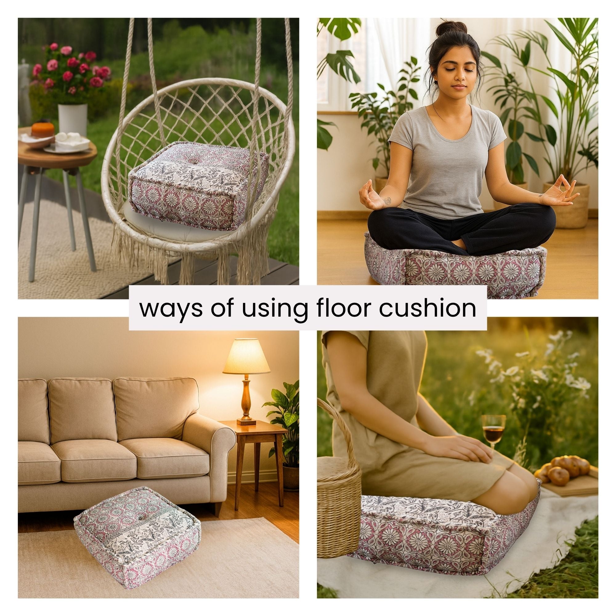 Hand Block Print Square Floor Cushions