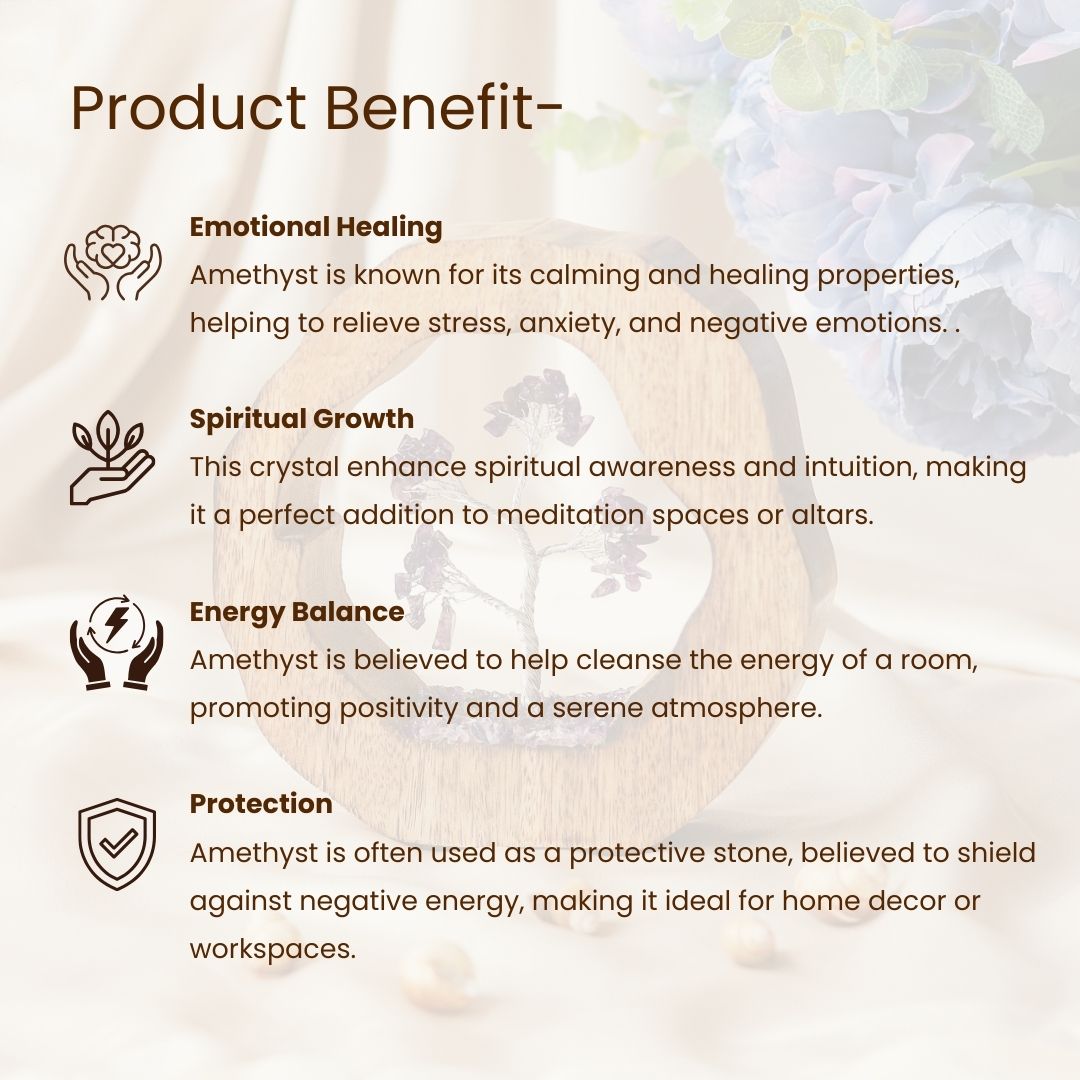 Amethyst Crystal Tree in wooden ring