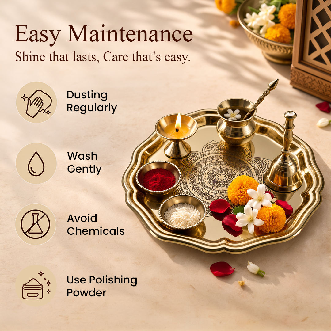 Aaradhya 7-in-1 Brass Pooja Thali-Gift Set