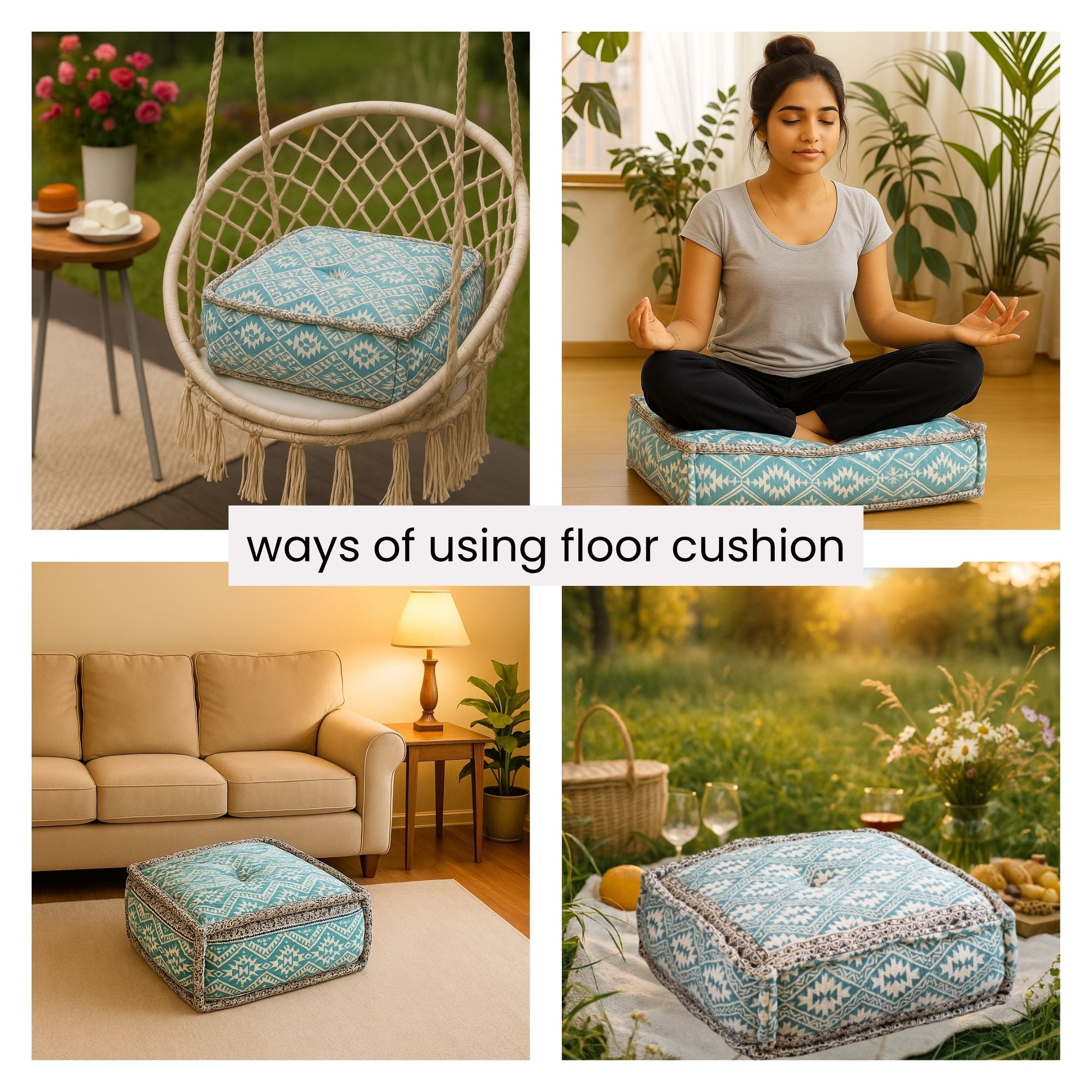 Hand Block Print Square Floor Cushions