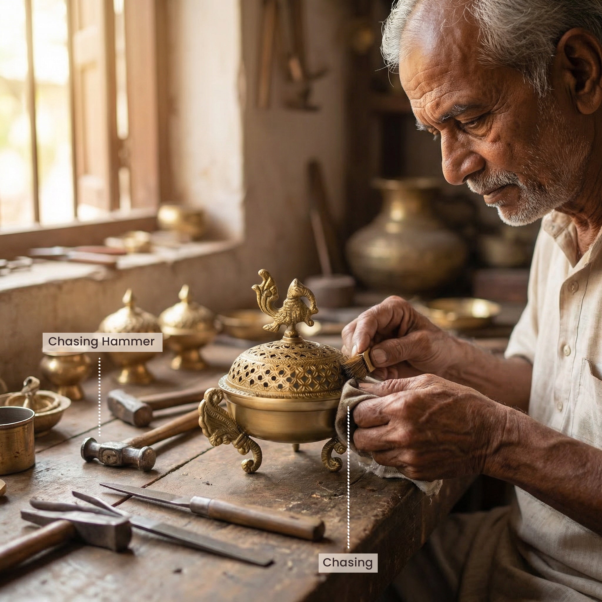 Sanchi Brass Loban lamp / Dhoop Dani / Dhuni