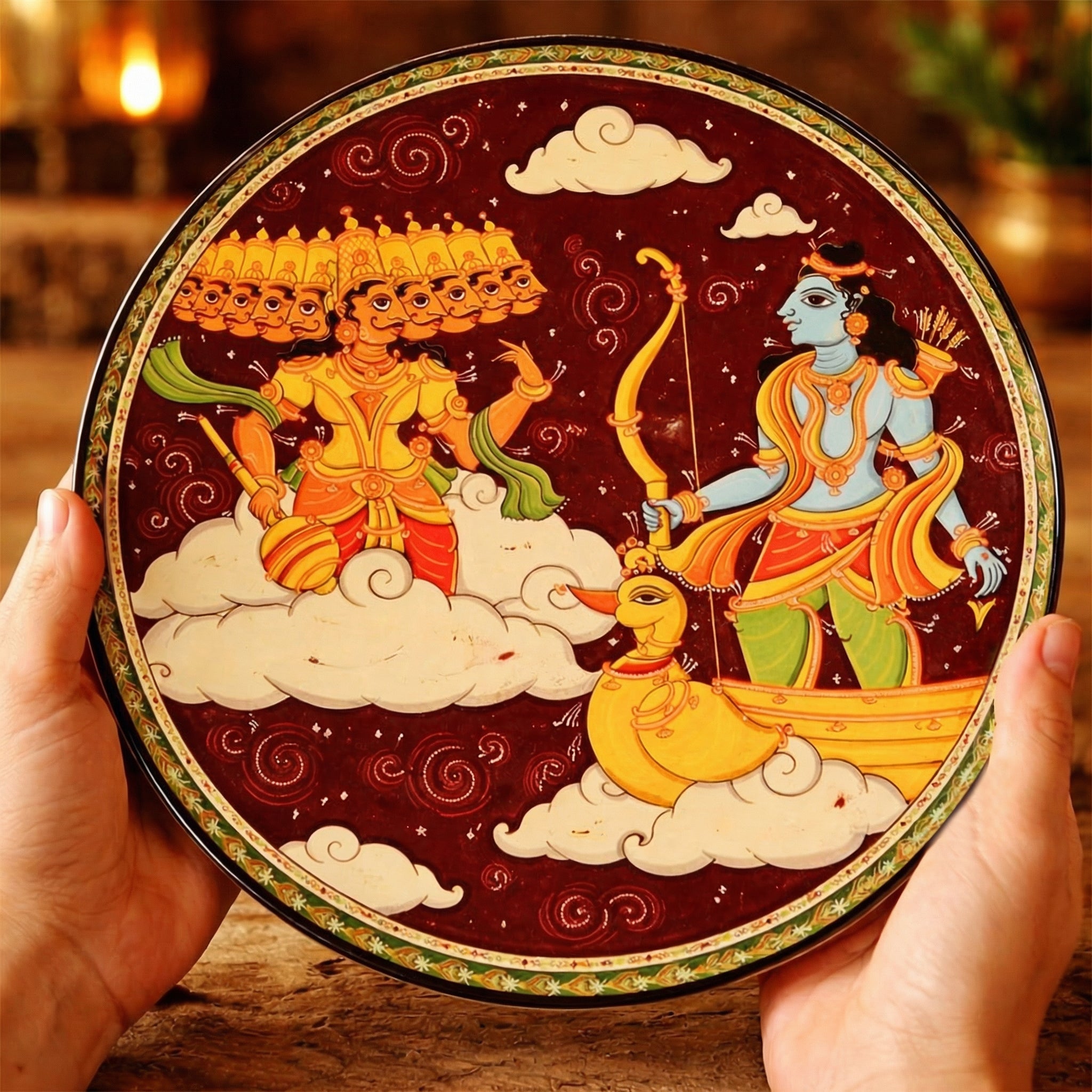 Ramayan Bengal Pattachitra Wall Plates -Set of 9
