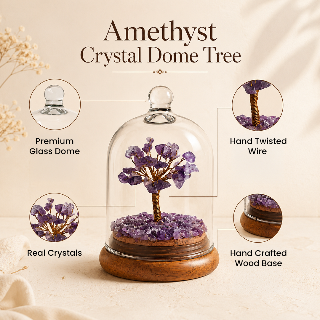 Dome Crystal Wish Tree- Amethyst comes in a Gift Box