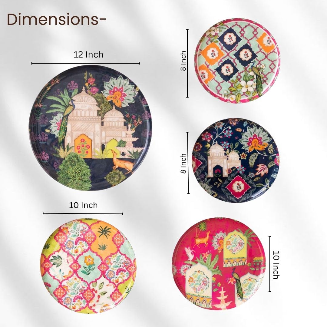Ajmer Floral Wall Plates- Set of 5