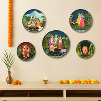 Gods Of India - Set of 5 Wall Plates