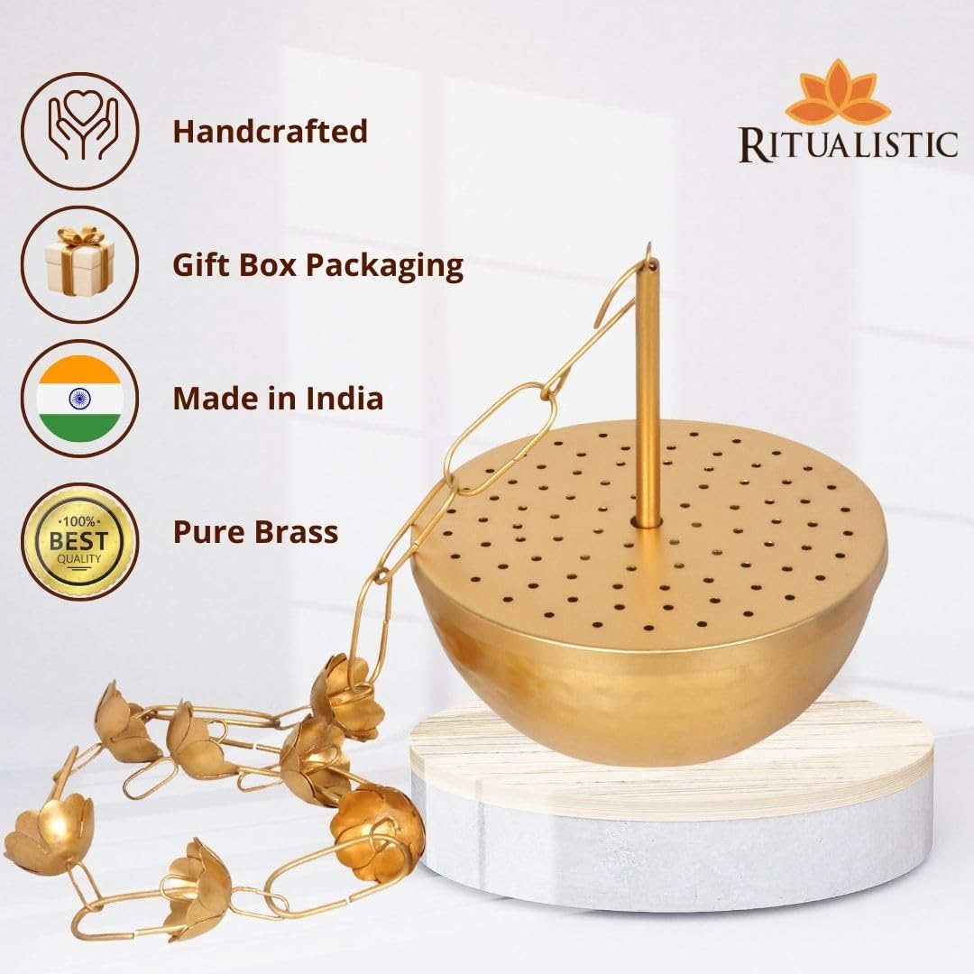 Ritualistic Brass Plated Hanging Loban | Dhoop Dani | Dhuni
