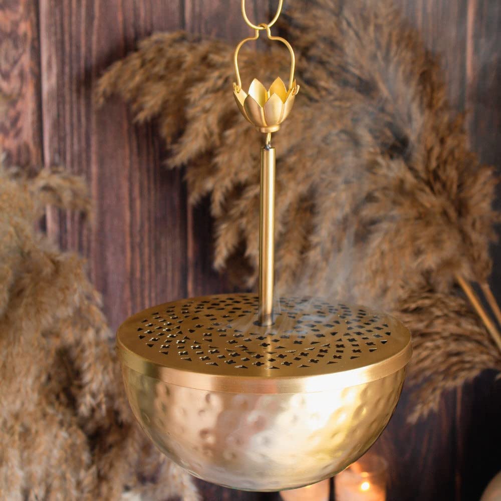 Ritualistic Brass Plated Hanging Loban | Dhoop Dani | Dhuni