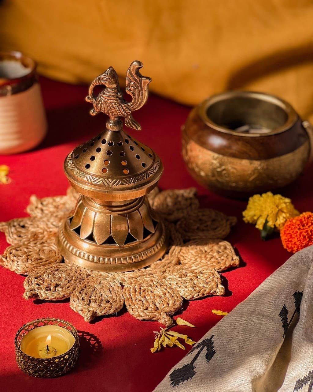 Konark Brass Loban Lamp | Dhuni | Dhoop Dani  | Incense Burner