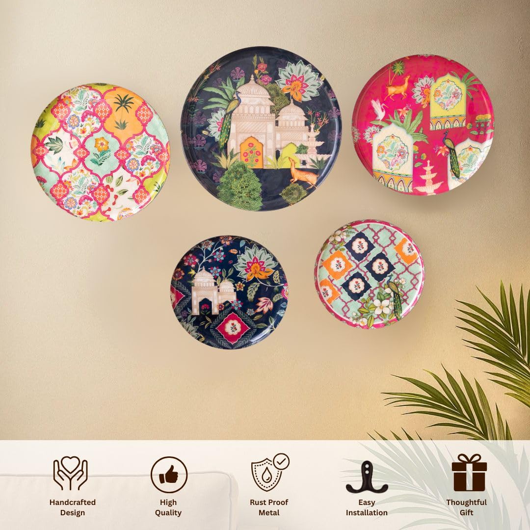 Ajmer Floral Wall Plates- Set of 5