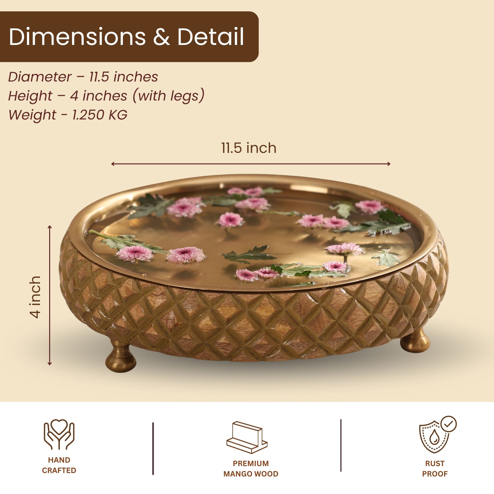 Chitra-Handcarved Wooden Urli