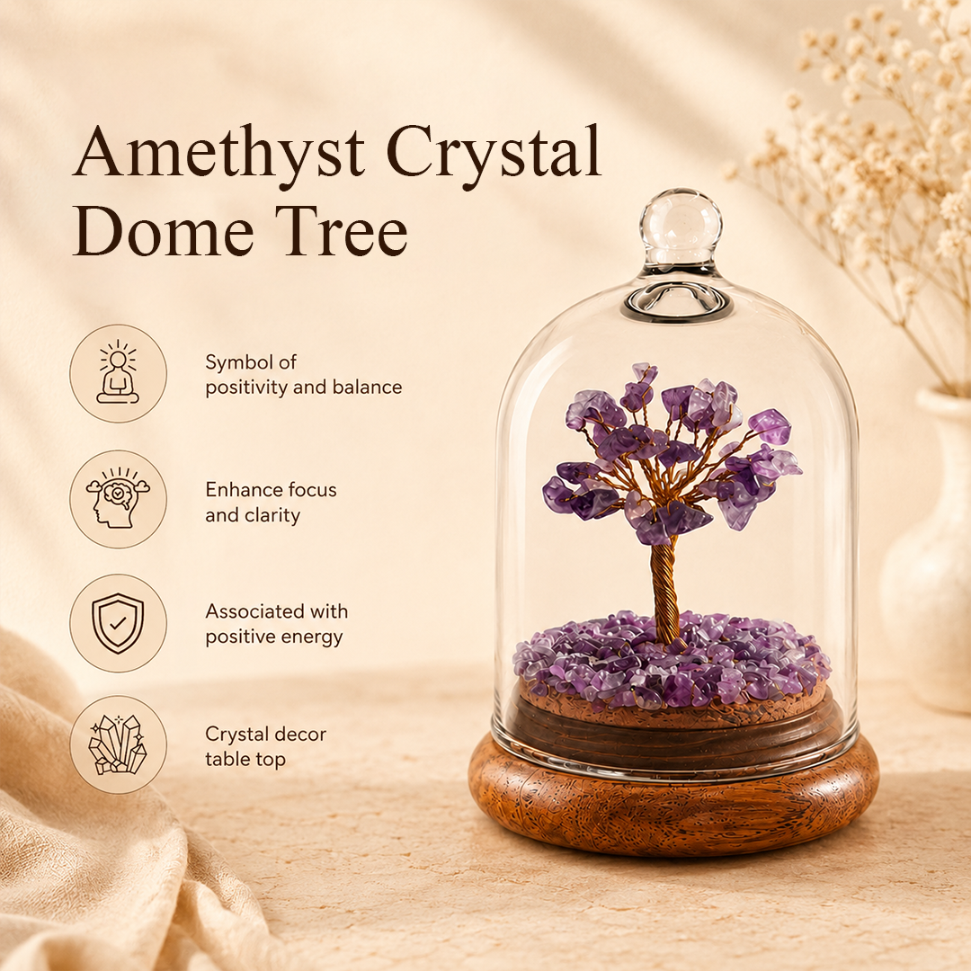 Dome Crystal Wish Tree- Amethyst comes in a Gift Box