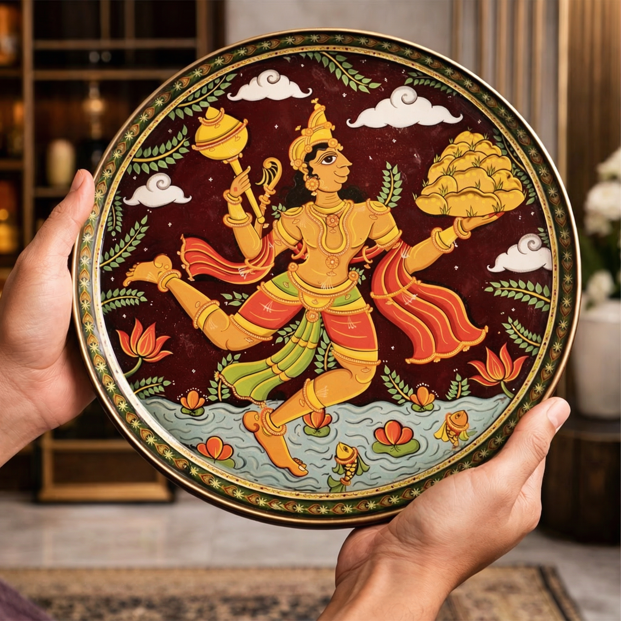 Ramayan Bengal Pattachitra Wall Plates -Set of 9