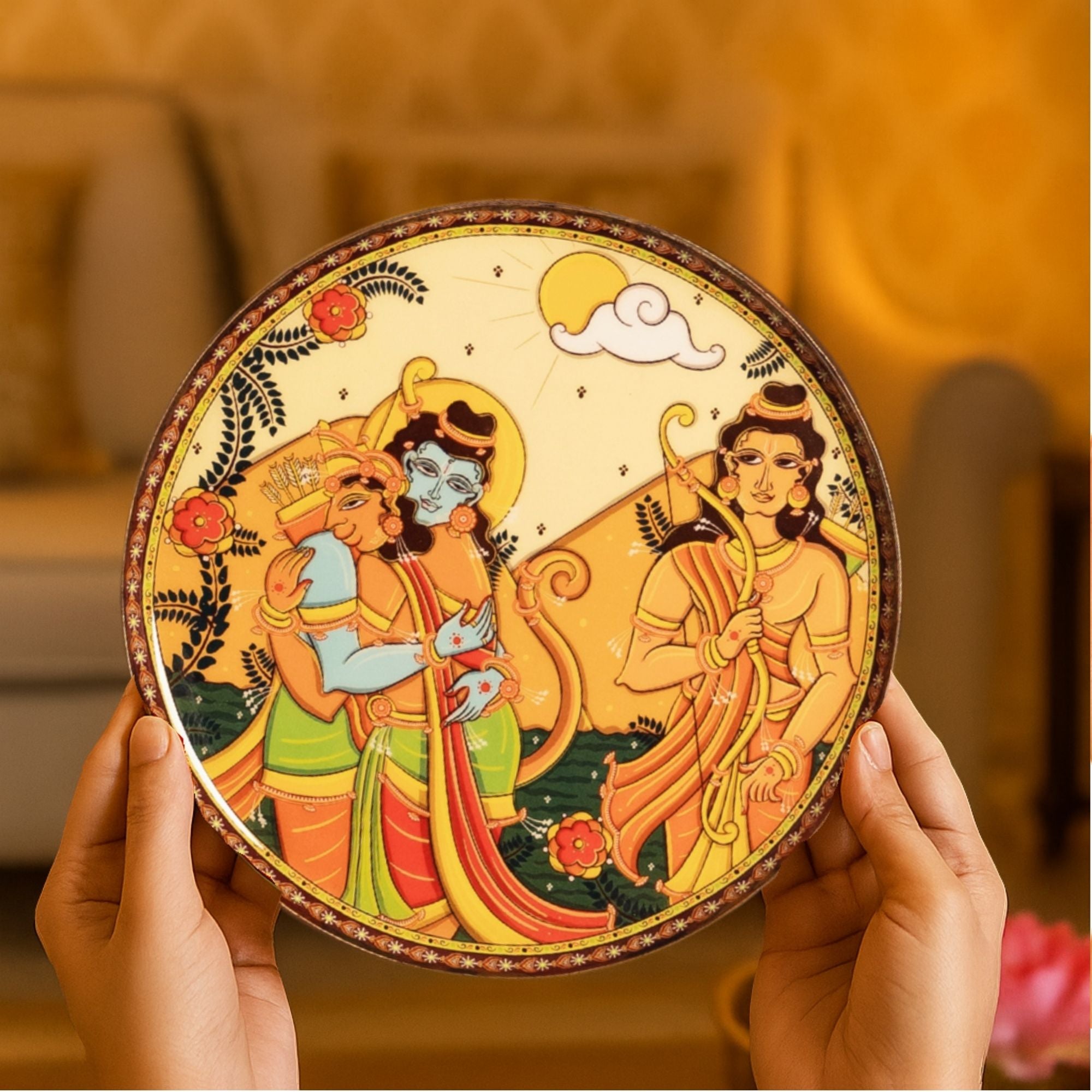 Ramayan Bengal Pattachitra Wall Plates -Set of 9