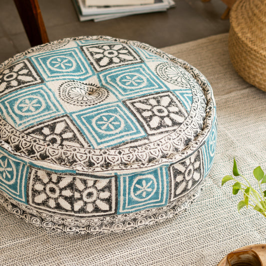 Hand Block Print Round Floor Cushions
