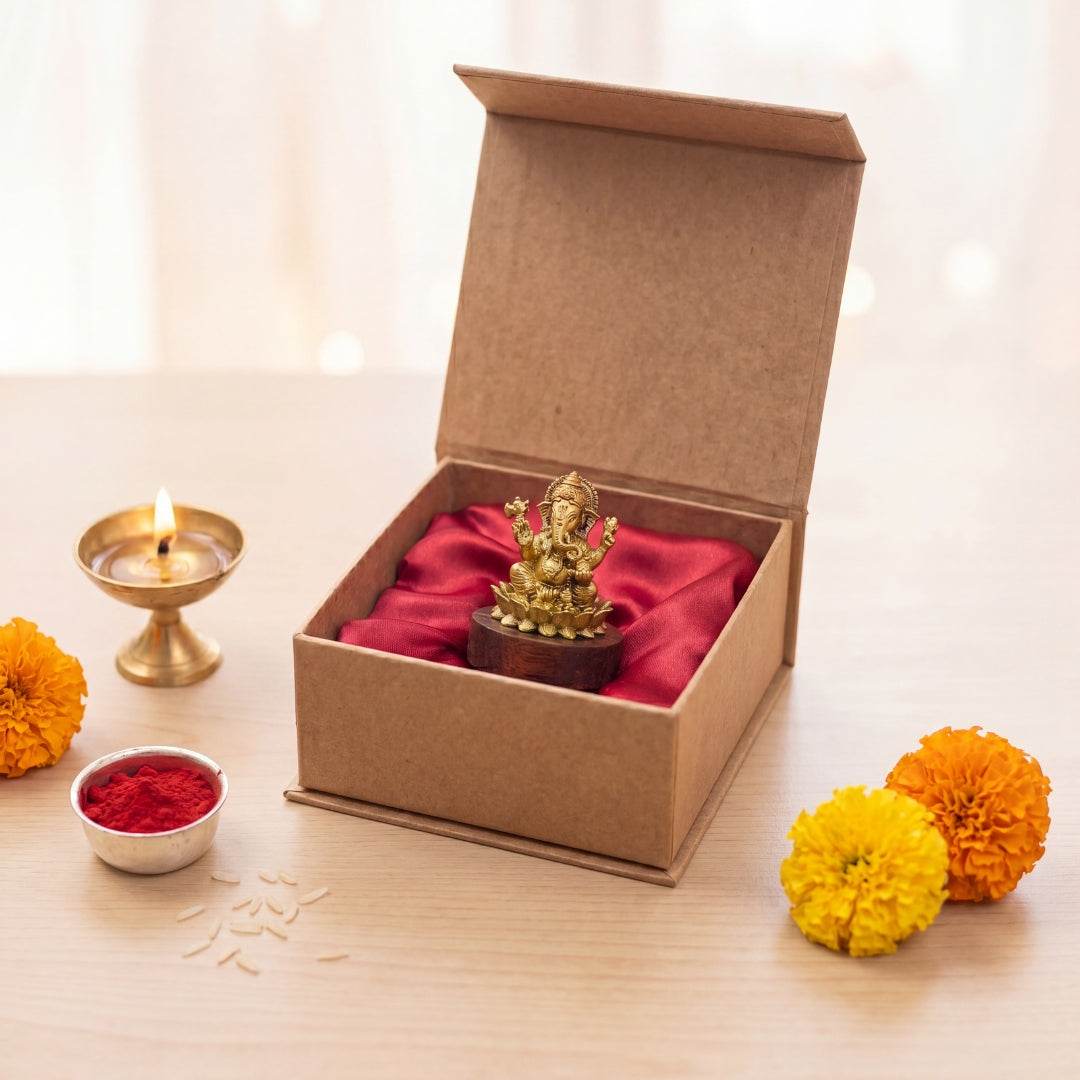 Padmasan Ganapati-Brass Cardashboard Idol
