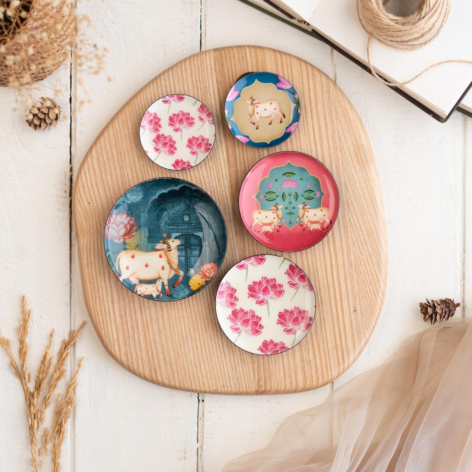 Pastel Pichwai Fridge Magnets- Set of 5