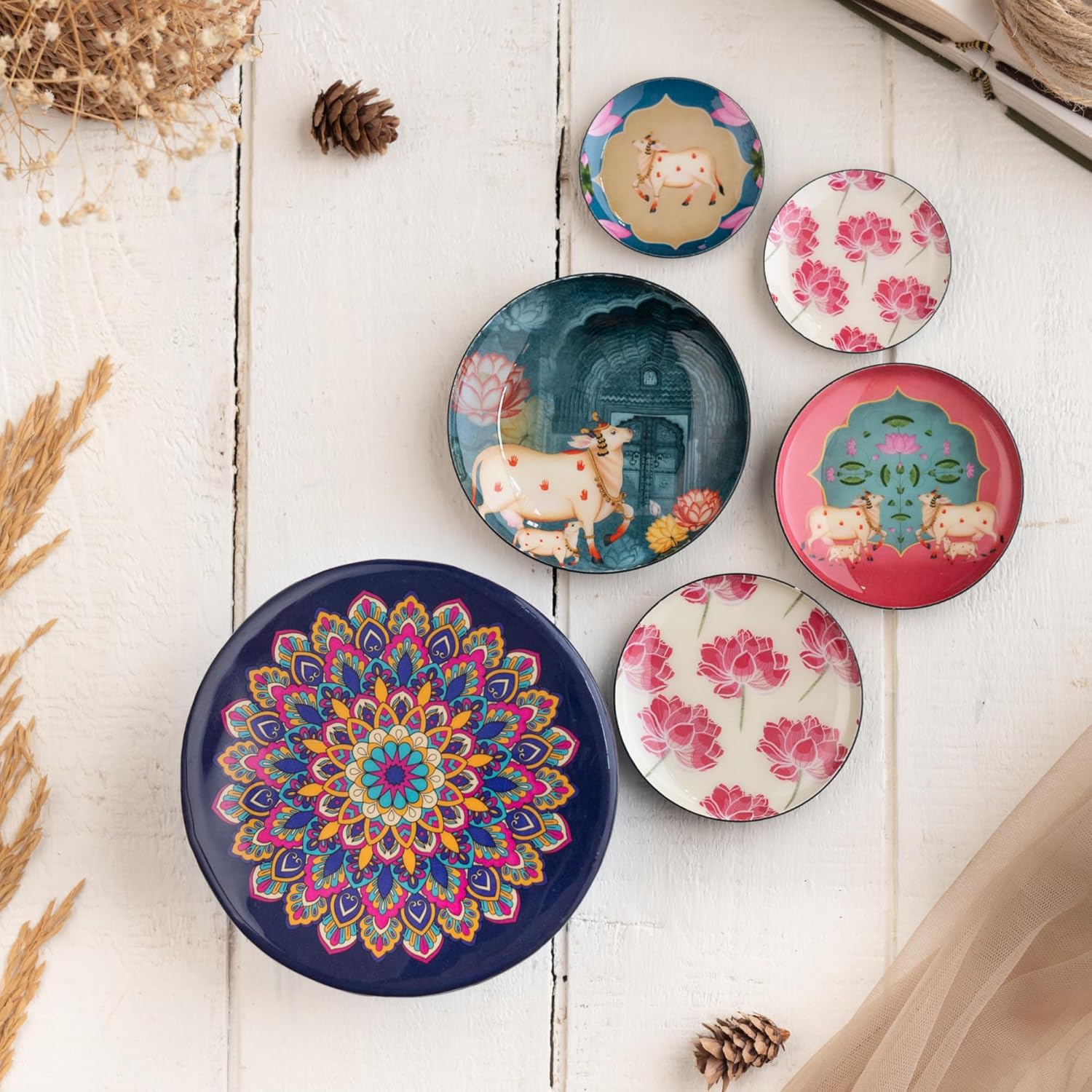 Pastel Pichwai Fridge Magnets- Set of 5