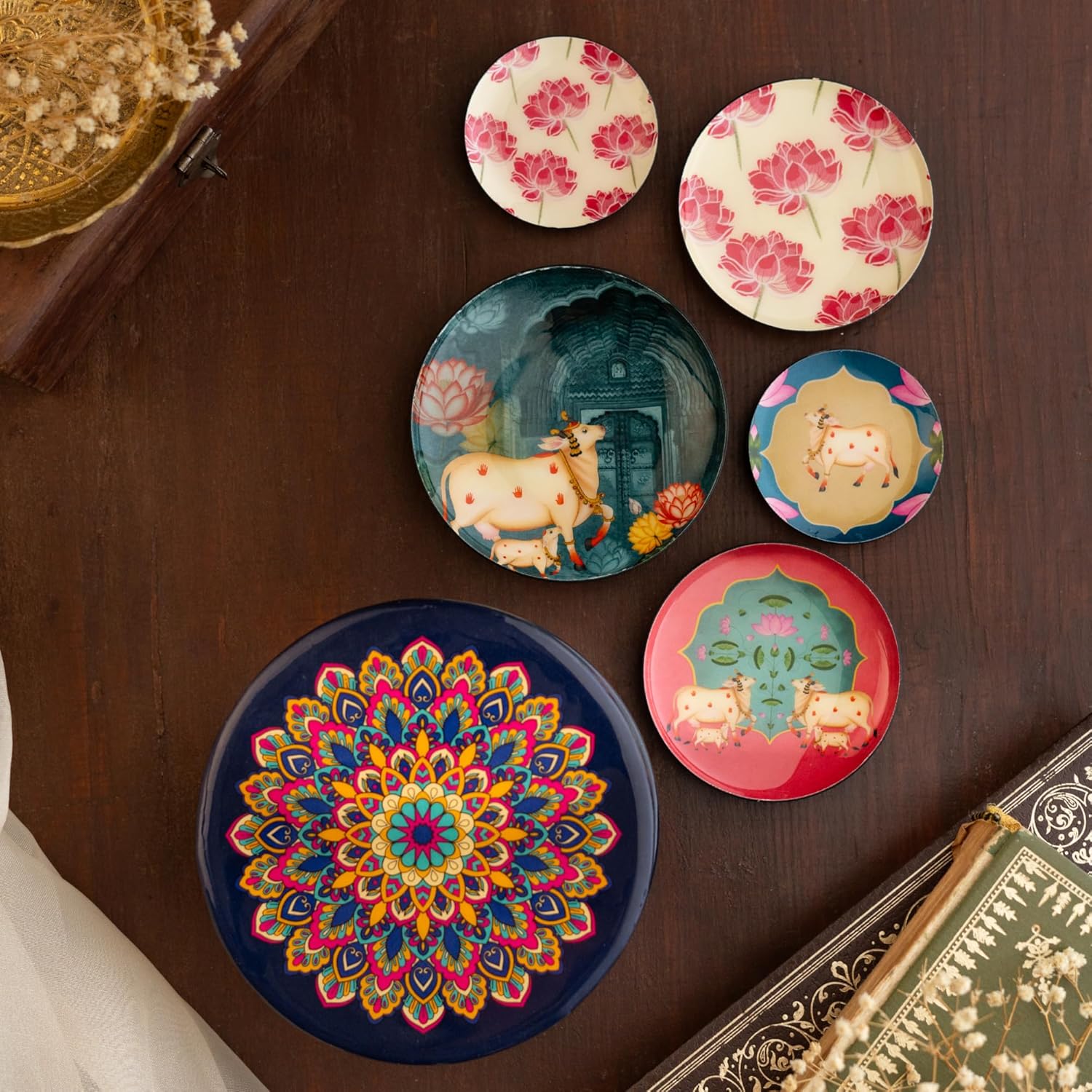 Pastel Pichwai Fridge Magnets- Set of 5