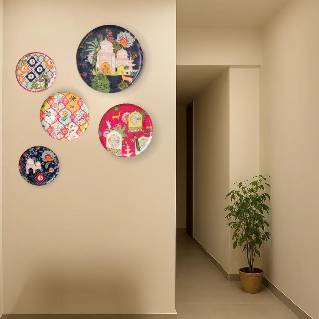 Ajmer Floral Wall Plates- Set of 5