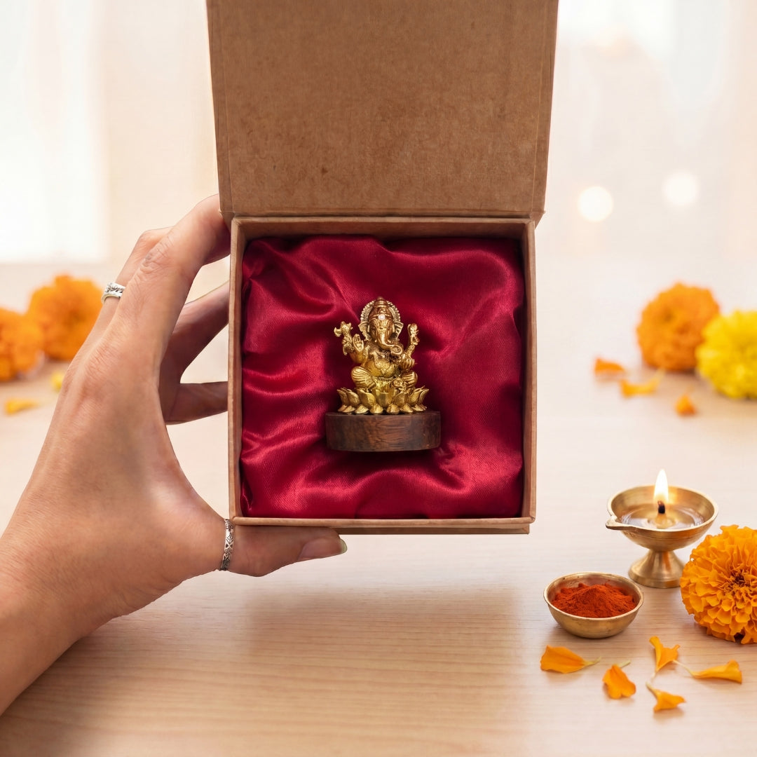 Padmasan Ganapati-Brass Cardashboard Idol