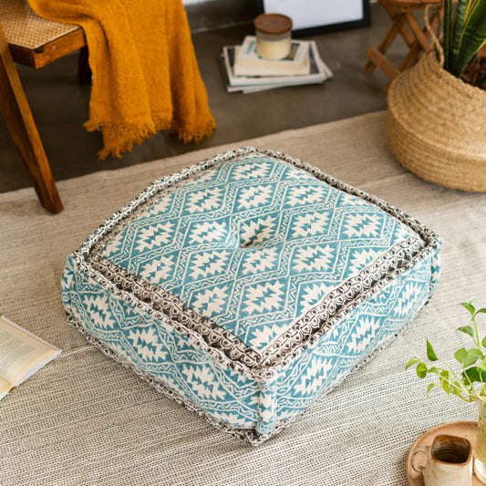 Hand Block Print Square Floor Cushions