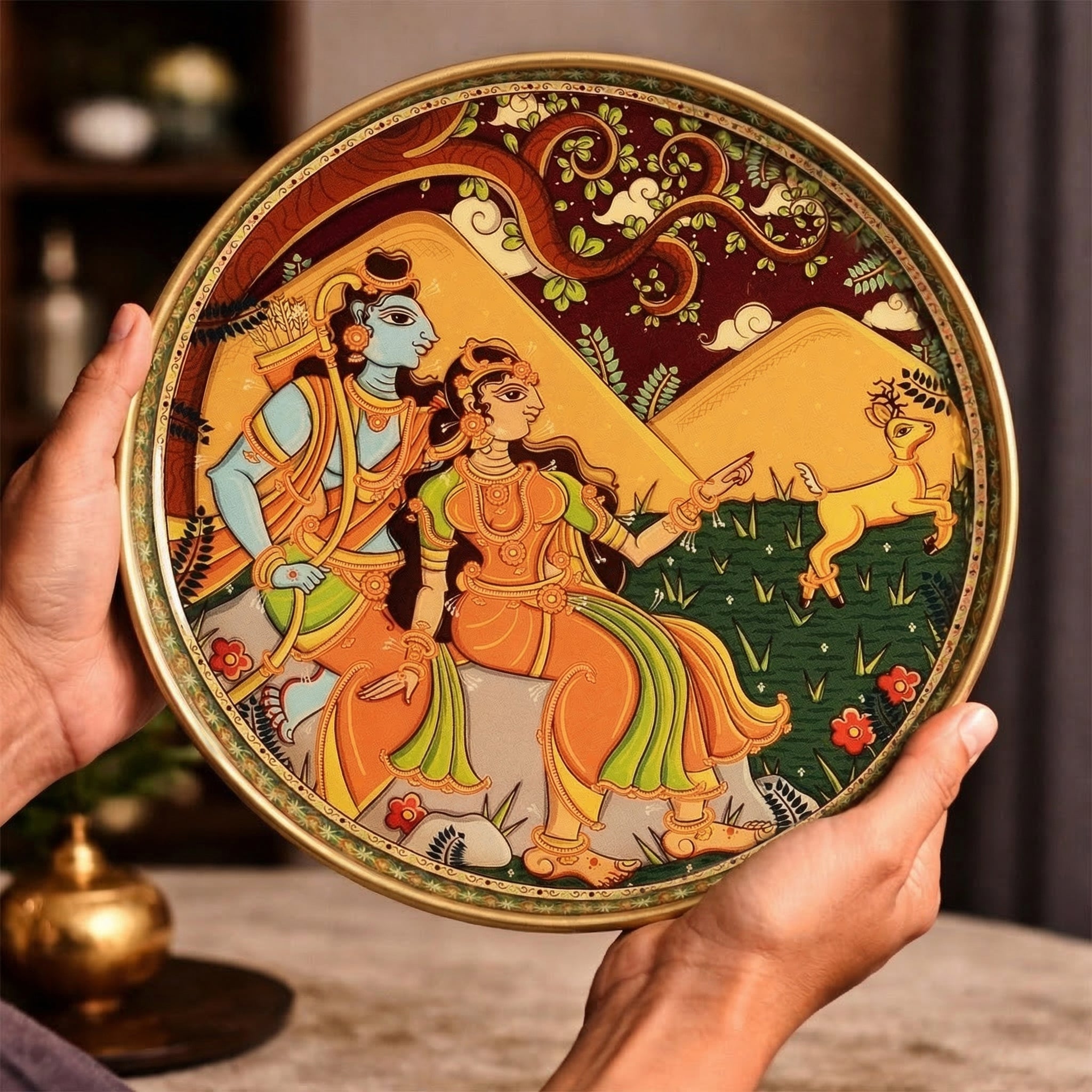 Ramayan Bengal Pattachitra Wall Plates -Set of 9